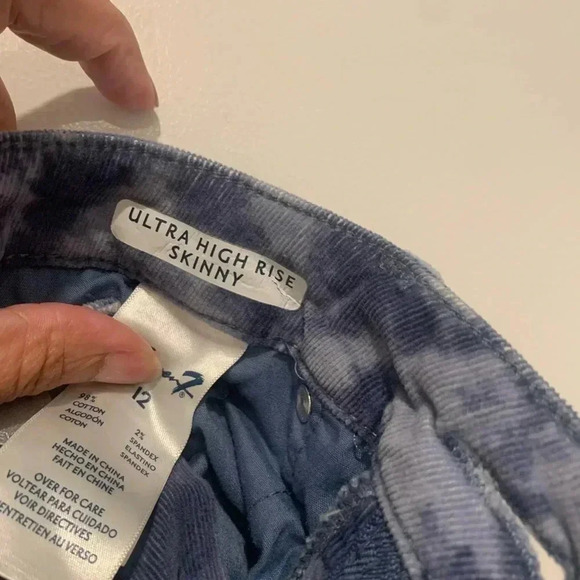 Seven7 Corduroy Ultra HIgh Rise Skinny Pants 12 Tie Dye Ashley Blue Soft Stretch - Picture 8 of 10